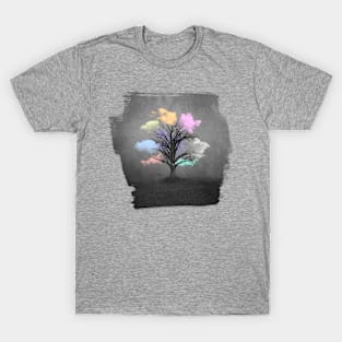 Pastel Clouds on Bare Tree Fantasy T-Shirt